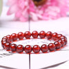 Orange Garnet Bead Bracelet — Clear Amber-Red Round Beads