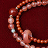 Nanhong Agate Double Wrap Bracelet - Icy Red, Warm Contrast