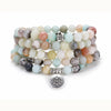 Amazonite 108 Mala Beads — Tibetan Prayer Beads with Lotus Pendant for Meditation & Mindfulness Buddha Tibet