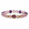 Amethyst Gourd Bracelet with Micro-Inlaid Charm — Crystal Bead Stack f Buddha Tibet