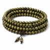 Argentine Green Sandalwood Mala Bracelet — 108-Bead Wood Mala for Daily Practice & Calm Buddha Tibet