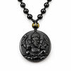 Black Obsidian Ganesha Pendant Necklace — Obstacle Remover & Wealth Guardian Buddha Tibet