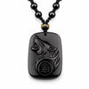 Black Obsidian Wolf Totem Pendant Necklace — Guardian of Strength & Protection Buddha Tibet