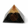 Black Tourmaline Orgone Pyramid - Handmade Crystal Protection Pyramid for Guarding Buddha Tibet