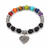 Chakra Healing Bracelet - Natural Stone Heart Charm Bracelet for Balance & Energy Buddha Tibet