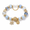 Clear Quartz Bow Bracelet — Delicate Bead Bracelet with Snow Crystal Charm Buddha Tibet
