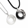 Dragon & Phoenix Couple Necklace - Black Obsidian & Cat's Eye Pendant for Love & Protection Buddha Tibet