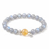 Gray Moonstone & Citrine Bracelet 8mm — Minimalist Stone Pairing for Steady Focus Buddha Tibet