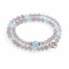 Grey Moonstone Double-Wrap Bracelet — Aquamarine Lucky Sliding Bead, Chinese Style Buddha Tibet