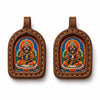 Hand-Painted Tsatsa Pendant — Miniature Tibetan Buddhist Guardian in Leather Frame Buddha Tibet