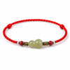 Hetian Jade Gourd Bracelet — Red String with Cinnabar Fortune Bead Buddha Tibet