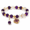 Natural Amethyst Four-Leaf Clover Pendant Bracelet — Crystal Bead Char Buddha Tibet