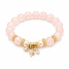Natural Rose Quartz & Zircon Bracelet — Elegant Beaded Strand for Love Buddha Tibet