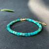 Turquoise Cube Bracelet - Small Blocks, Bright Blue