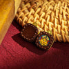 1cm Micro Tsa-Tsa Thangka Pendant — Hand-Painted Deity in Square Leather Casing Buddha Tibet