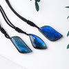 Buddha Tibet Drilled Labradorite Leaf Necklace - Blue Flash