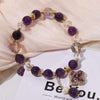 Natural Amethyst Four-Leaf Clover Pendant Bracelet — Crystal Bead Charm for Luck & Calm Buddha Tibet