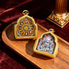 Tibetan Thangka Deity Pendant — Hand-Painted Tsa-Tsa Amulet, Wealth & Protection Figures Buddha Tibet