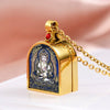 Tibetan Ghau Locket Necklace — Opening Shrine Pendant with Thangka Deity Art Buddha Tibet