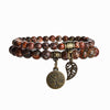 Baum des Lebens Chakra Armband — Tigerauge & Amethyst Edelstein Set