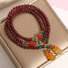 Natural Garnet Crystal Multi - Layer Bracelet — with Double Gourd or Peace Apple Charm - Garnet with Double Gourd CharmBuddha Tibet