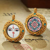 Tibetan Ghau Pendant — Hand-Painted Deity Tsakli in Filigree Brass Buddha Tibet