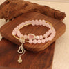 Natural Rose Quartz & Zircon Bracelet — Elegant Beaded Strand for Love & Inner Calm Buddha Tibet