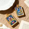 Tibetan Thangka Tsa-Tsa Pendant — Hand-Painted Deity Amulet in Gold-Plated Frame Buddha Tibet
