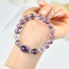 Amethyst Tower Crystal Bracelet — Natural Point Cut with Geometric Box Charm Buddha Tibet