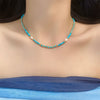Freshwater Pearl and Turquoise Bracelet - Bright Blue, Soft Luster