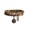 Baum des Lebens Chakra Armband — Tigerauge & Amethyst Edelstein Set