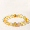Citrine & Gold Rutile Luck Bead Bracelet — Natural Yellow Crystal With Golden Thread Inclusions