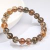 5A Black Gold Super Seven Crystal Bracelet — Natural Titanium Included Quartz Beads 8mm