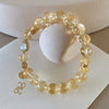 Citrine & Nephrite Jade Gourd Bracelet — 7A Yellow Crystal With Water Foam Jade Charm