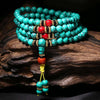 Turquoise 108-Bead Mala Bracelet — Natural Stone Prayer Beads in Green & Blue Turquoise Buddha Tibet
