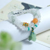 Xinjiang Gold-Silk Jade Multi-Wrap Bracelet — Stackable Layers with Pendant Charms Buddha Tibet