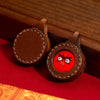Miniature Thangka Leather Pendant — Hand-Painted Tibetan Deity Charm Buddha Tibet