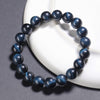 7A Blue Tiger Eye Bead Bracelet — Natural Hawk Eye With Deep Blue Chatoyancy