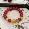Red Agate Pixiu Bracelet — The Wealth Guardian, in Red and Gold