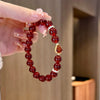 Pomegranate Red Bead Bracelet — Guardian Buddha Charm, Pure Red