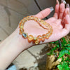 Citrine & Nephrite Jade Gourd Bracelet — 7A Yellow Crystal With Water Foam Jade Charm