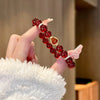 Pomegranate Red Bead Bracelet — Guardian Buddha Charm, Pure Red