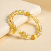 Citrine & Tiger Eye Wealth Charm Bracelet — Natural Tower Crystal With Gold Rutile Beads