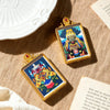 Tibetan Thangka Tsa-Tsa Pendant — Hand-Painted Deity Amulet in Gold-Plated Frame Buddha Tibet