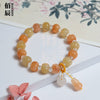 Xinjiang Gold-Silk Jade Pumpkin Bead Bracelet — Natural Gobi Desert Stone, Unisex Buddha Tibet