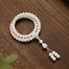 White Bodhi Root Mala Bracelet — 108-Bead Buddhist Prayer Beads for Calm & Clarity Buddha Tibet