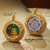 Tibetan Ghau Pendant — Hand-Painted Deity Tsakli in Filigree Brass Buddha Tibet