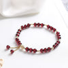 Three - Bead Garnet Bracelet — Minimal Natural Stone Stack for Everyday Wear - Buddha Tibet