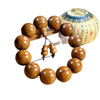 Liudao Wood Mala Bracelet — Six-Path Buddhist Prayer Beads in Natural Aged Hardwood Buddha Tibet