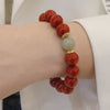 South Red Agate & Jadeite Bold Bead Bracelet — Red Agate's Warmth, Jade's Cool Calm